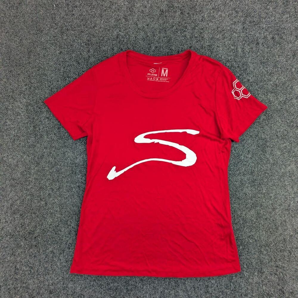 RUDIS T Shirt Womens M Red Graphic Crew Neck Short Sleeve Graphic Pullover Tee